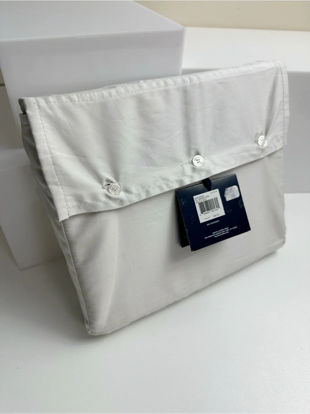 Ralph Lauren RL Home Organic Cotton Sateen King Flat Sheet Platinum NWT $200